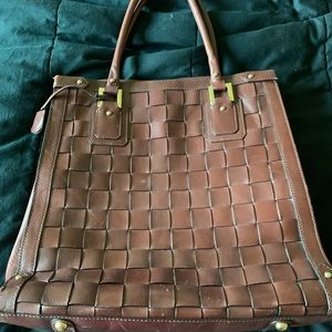 EUC Banana Republic large leather woven purse